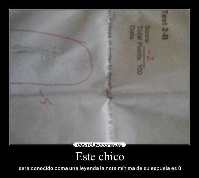 Este chico - sera conocido coma una leyenda la nota mínima de su escuela es 0