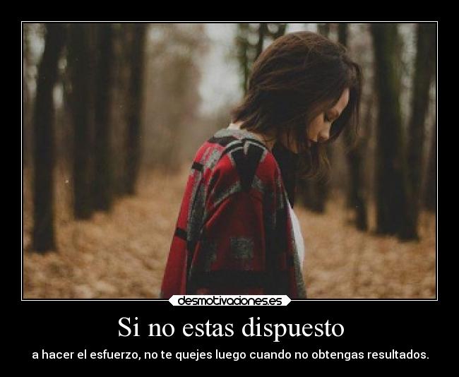 Si no estas dispuesto - a hacer el esfuerzo, no te quejes luego cuando no obtengas resultados.