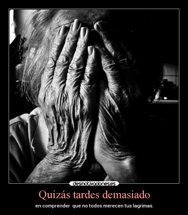 Quizás tardes demasiado - en comprender  que no todos merecen tus lagrimas.