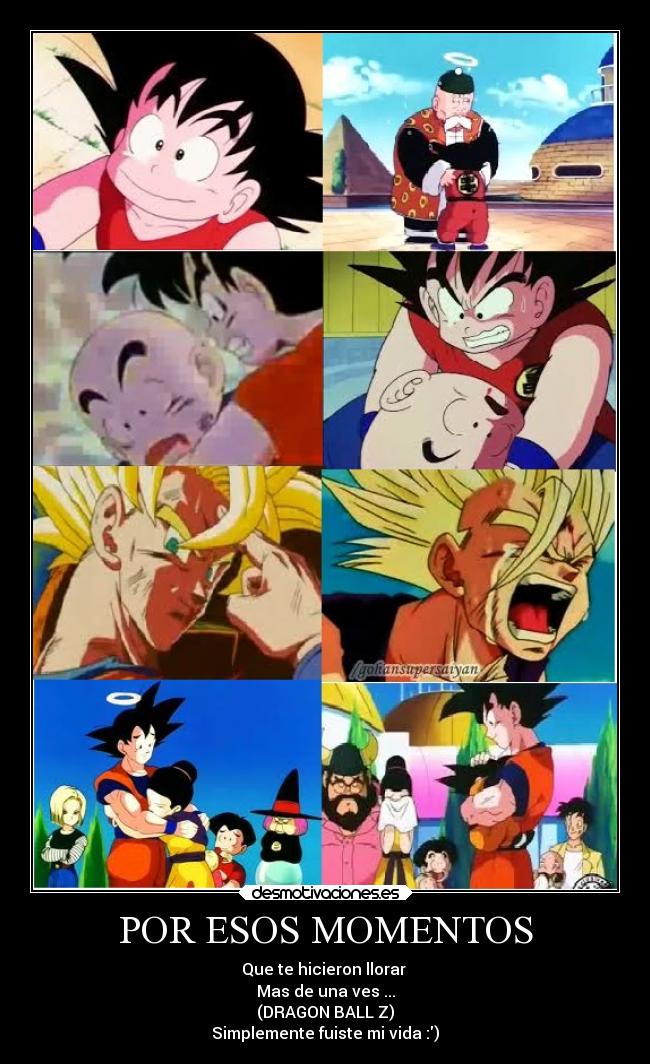 POR ESOS MOMENTOS - Que te hicieron llorar 
Mas de una ves ...
(DRAGON BALL Z)
Simplemente fuiste mi vida :)