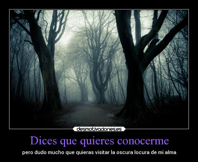 Dices que quieres conocerme - pero dudo mucho que quieras visitar la oscura locura de mi alma