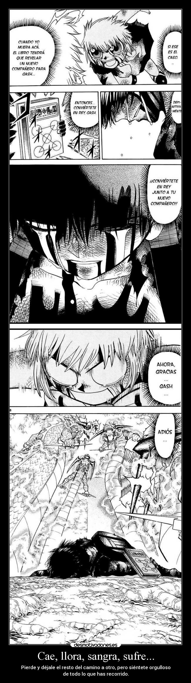 carteles muerte anime raptorhunters harukaze manga otaku zatch bell gashu kiyomaro derrota batalla camino desmotivaciones