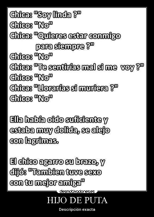 HIJO DE PUTA - Descripción exacta