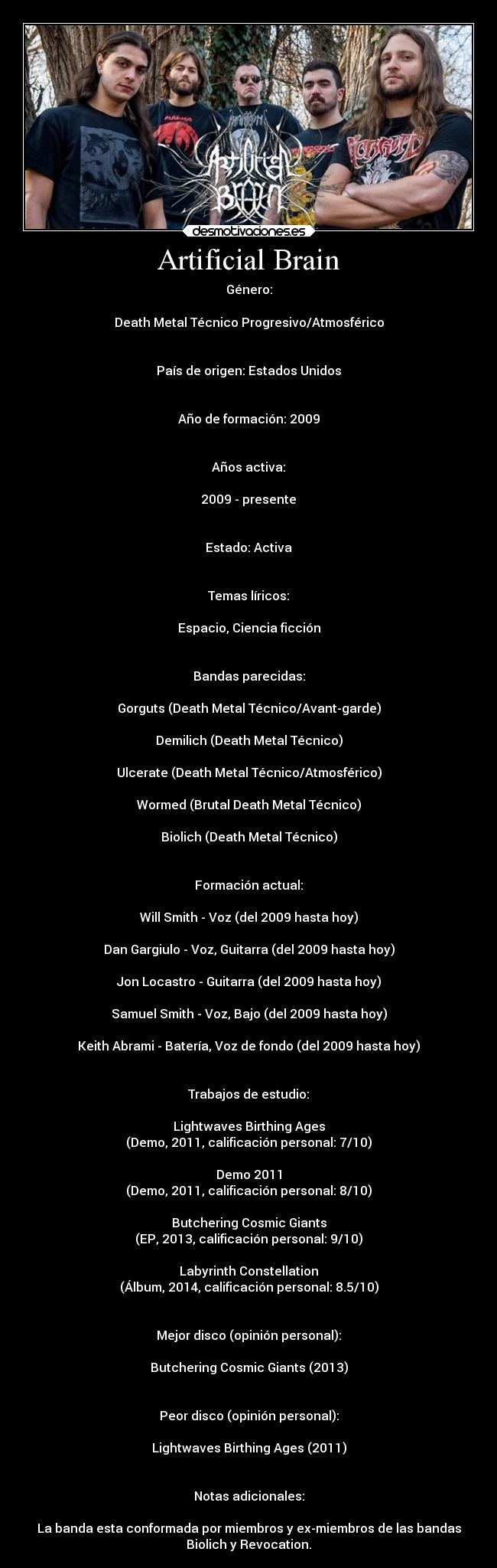 carteles musica rock artificialbrain deathmetal metalprogresivo atmosferico heavymetal metallum desmotivaciones