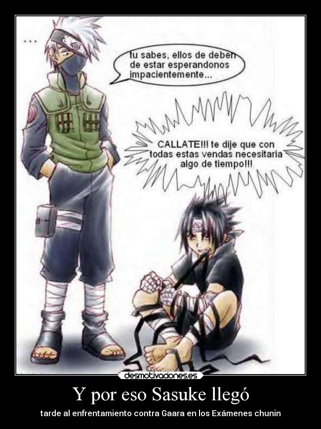 carteles naruto sasuke uchiha examen chunin desmotivaciones