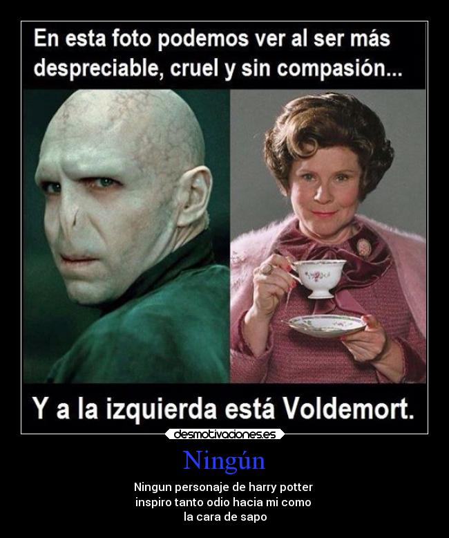 Ningún - Ningun personaje de harry potter 
inspiro tanto odio hacia mi como 
la cara de sapo