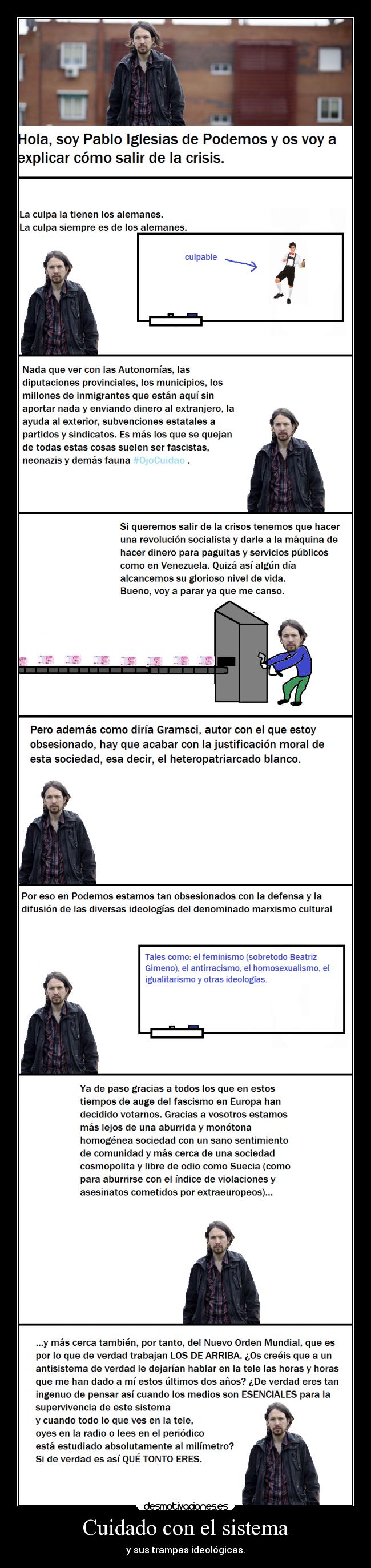 carteles politica pablo iglesias podemos noalgenocidioblanco desmotivaciones