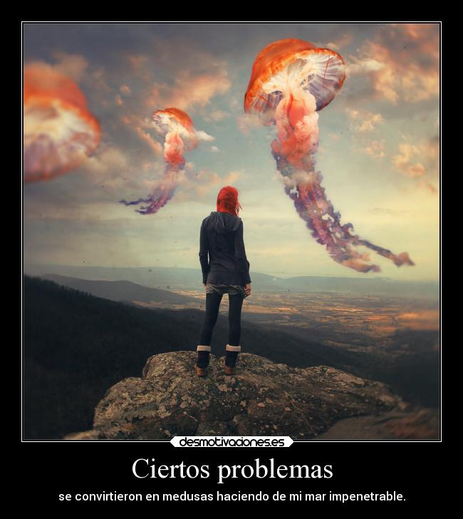 Ciertos problemas - se convirtieron en medusas haciendo de mi mar impenetrable.