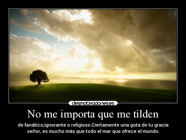 No me importa que me tilden - de fanático,ignorante o religioso.Ciertamente una gota de tu gracia
señor, es mucho más que todo el mar que ofrece el mundo.