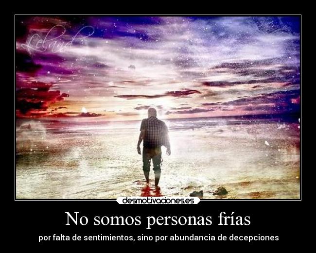 No somos personas frías - por falta de sentimientos, sino por abundancia de decepciones