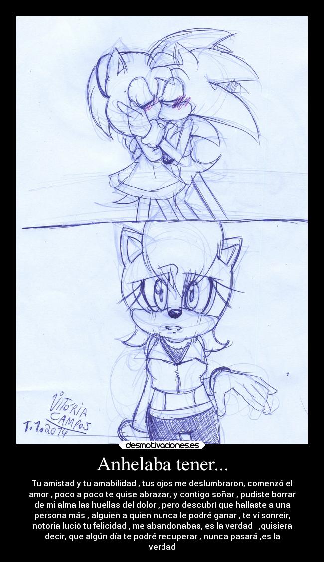 carteles tristeza dolor desamor amor sonic amy rose sonamy sonally sally acorn desmotivaciones