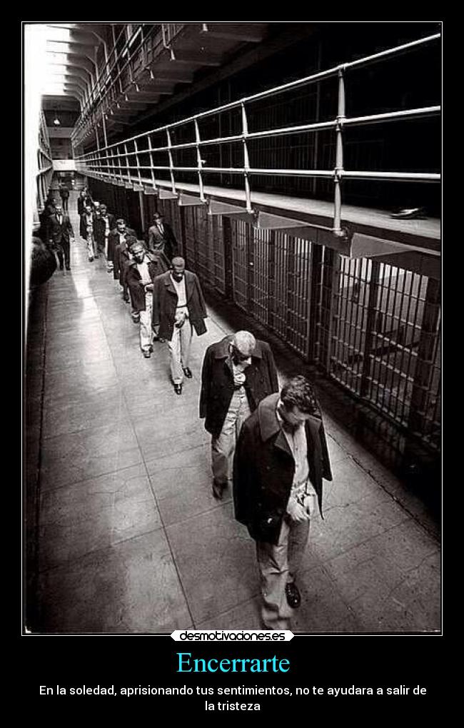 Encerrarte - En la soledad, aprisionando tus sentimientos, no te ayudara a salir de
la tristeza