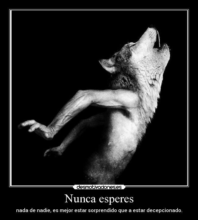 Nunca esperes - nada de nadie, es mejor estar sorprendido que a estar decepcionado.