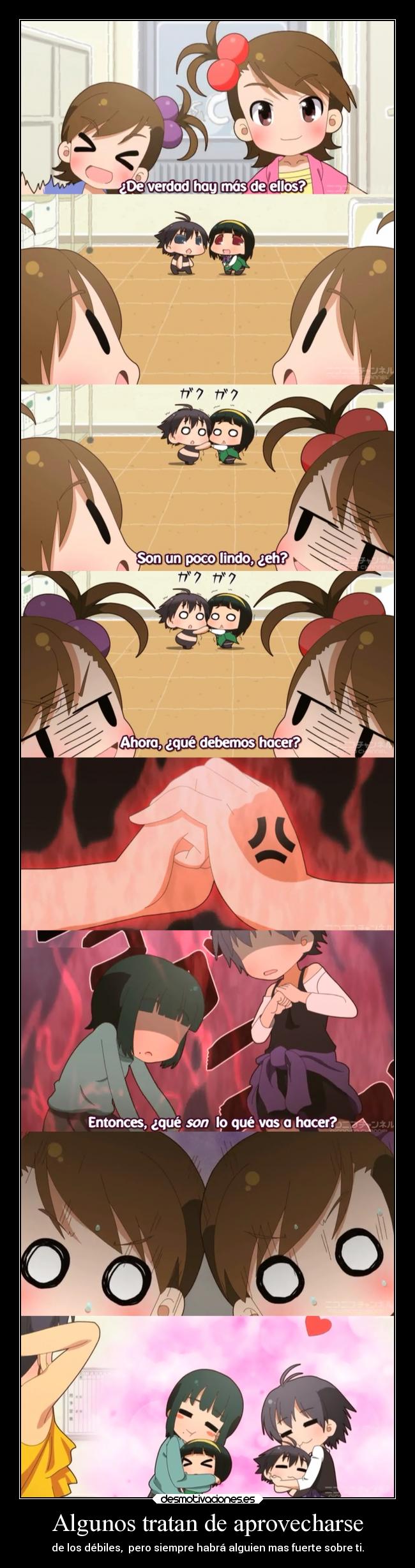 carteles vida amistad anime bolling tratar aprovechar debil siempre haber alguien poderoso fuerte raptorhunte desmotivaciones