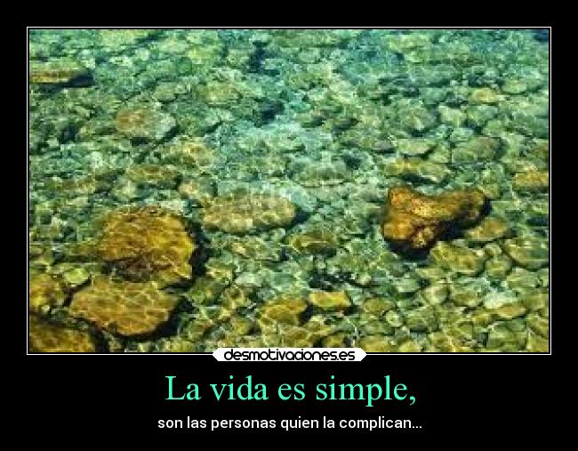 La vida es simple, - son las personas quien la complican...