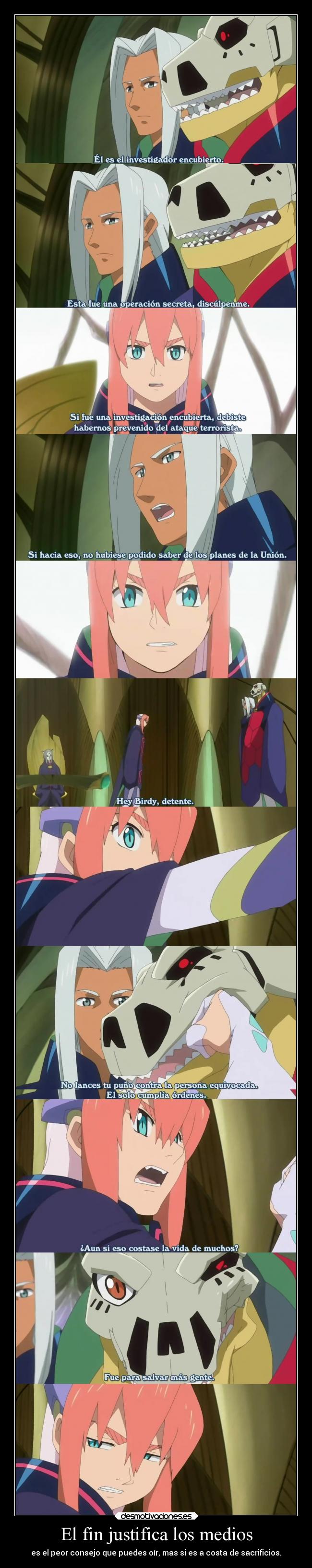 carteles vida anime fin justificar medios consejo error mal sacrificar raptorhunters desmotivaciones