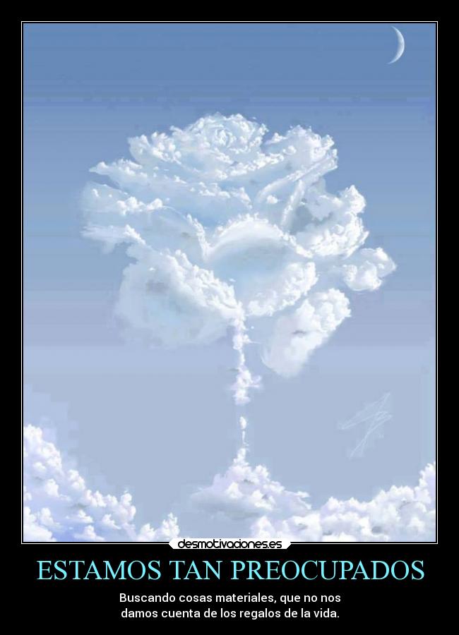 ESTAMOS TAN PREOCUPADOS - Buscando cosas materiales, que no nos
damos cuenta de los regalos de la vida.