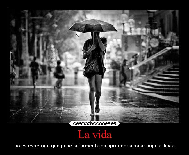 La vida - no es esperar a que pase la tormenta es aprender a balar bajo la lluvia.