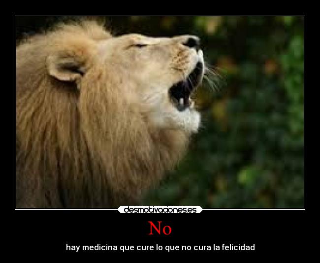 No - hay medicina que cure lo que no cura la felicidad