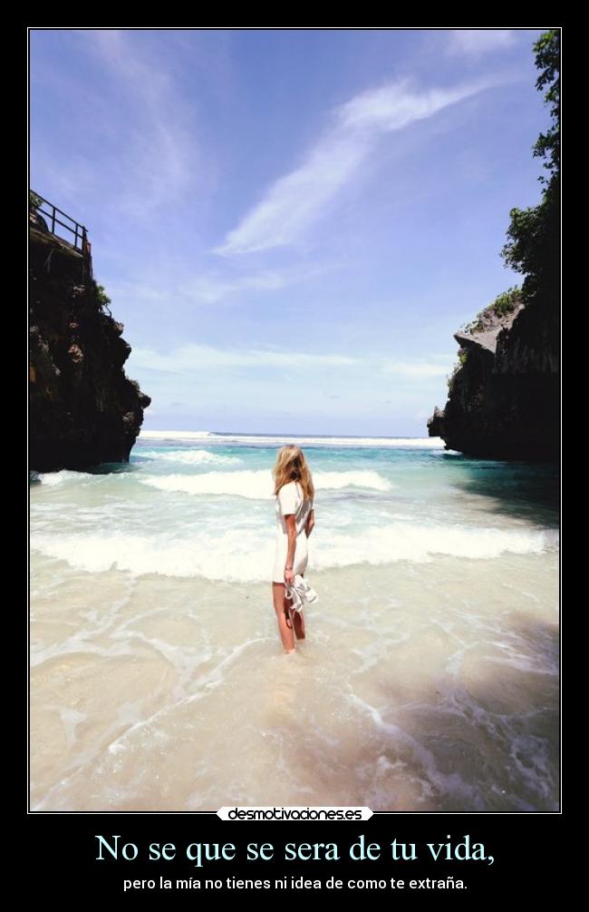 No se que se sera de tu vida, - pero la mía no tienes ni idea de como te extraña.