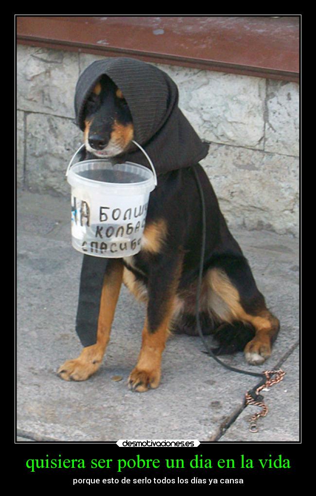 quisiera ser pobre un dia en la vida - porque esto de serlo todos los días ya cansa
