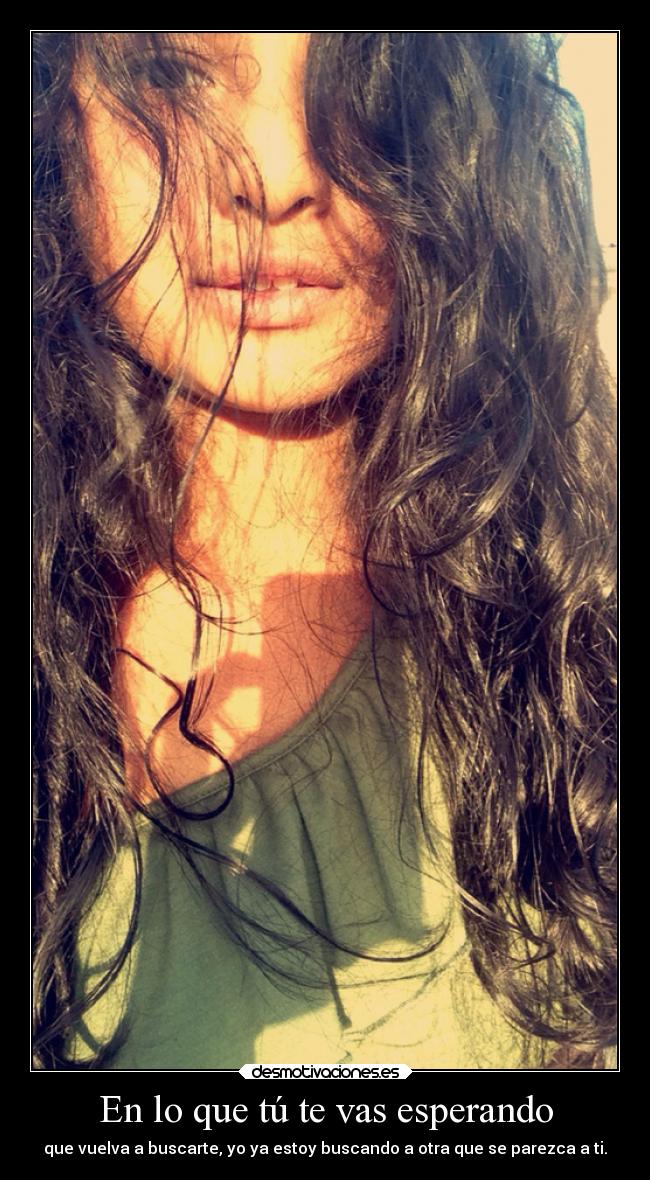 En lo que tú te vas esperando - que vuelva a buscarte, yo ya estoy buscando a otra que se parezca a ti.