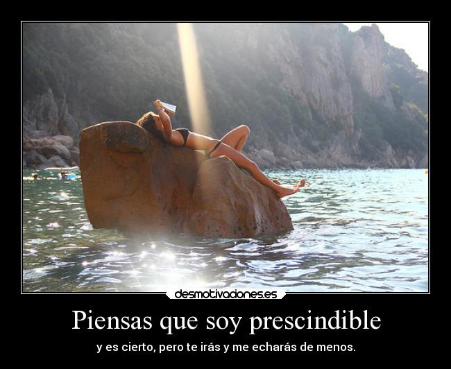 Piensas que soy prescindible - y es cierto, pero te irás y me echarás de menos.