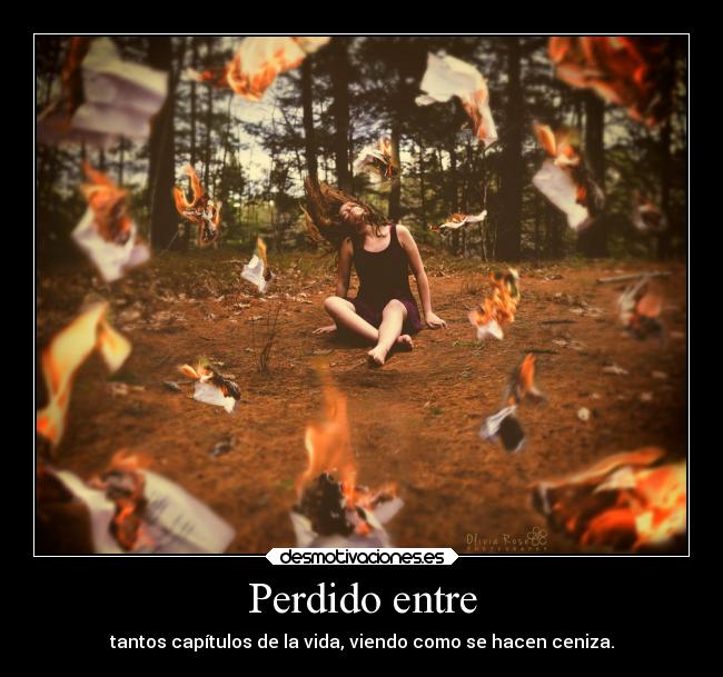 Perdido entre - tantos capítulos de la vida, viendo como se hacen ceniza.