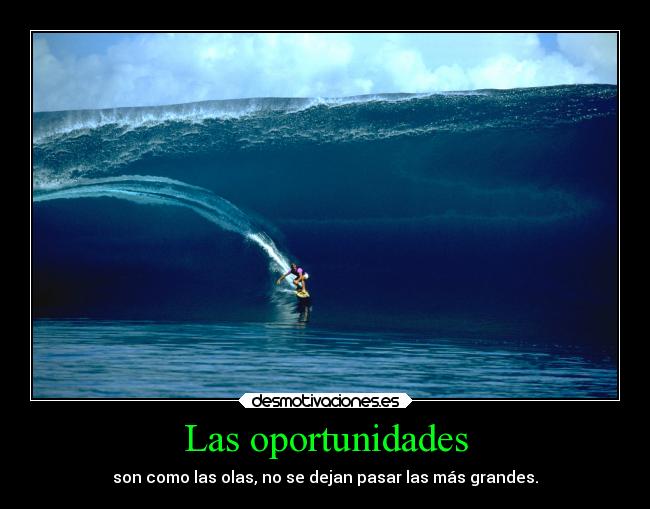 Las oportunidades - son como las olas, no se dejan pasar las más grandes.