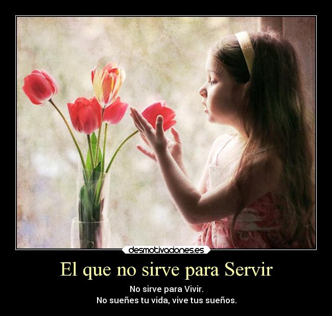 El que no sirve para Servir - No sirve para Vivir.
No sueñes tu vida, vive tus sueños.
