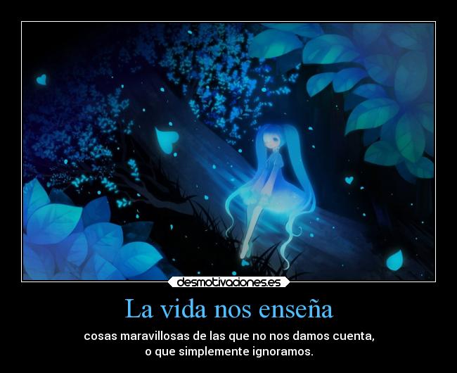 La vida nos enseña - cosas maravillosas de las que no nos damos cuenta,
o que simplemente ignoramos.