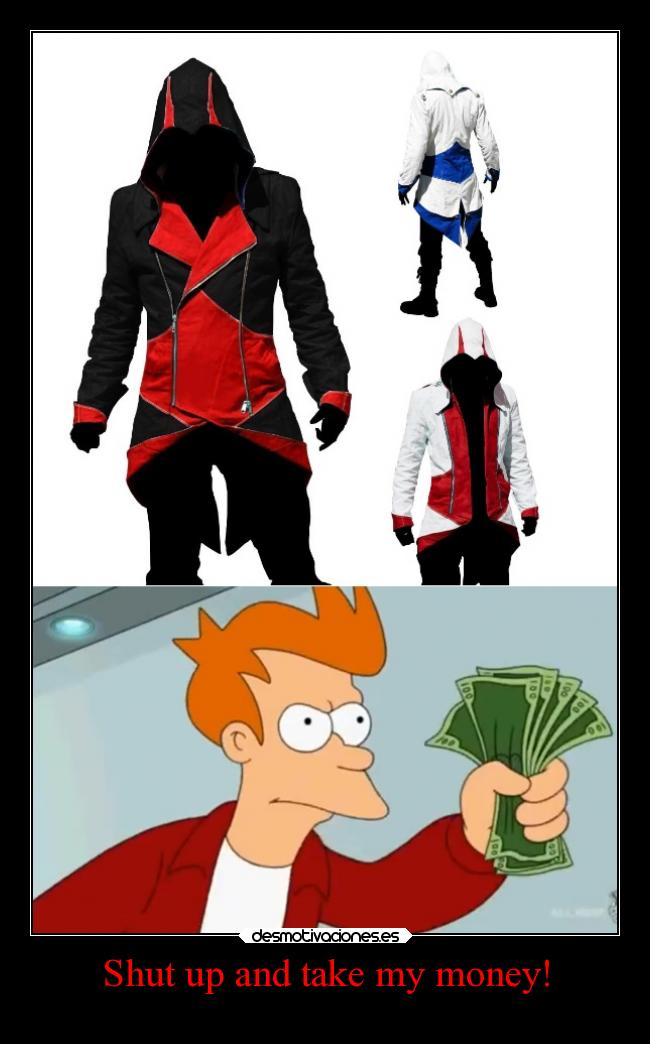 carteles videojuegos abrigo assassin fry desmotivaciones