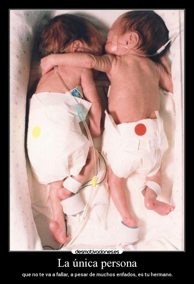 La única persona - que no te va a fallar, a pesar de muchos enfados, es tu hermano.