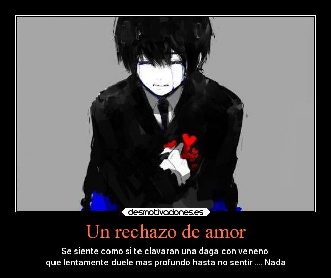 Un rechazo de amor - Se siente como si te clavaran una daga con veneno
que lentamente duele mas profundo hasta no sentir .... Nada