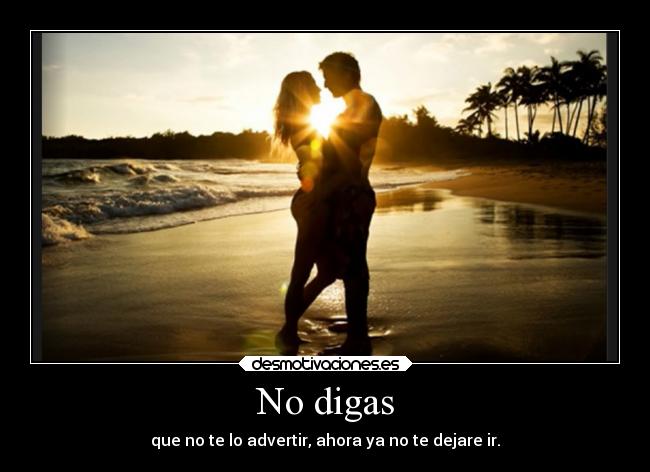 No digas - que no te lo advertir, ahora ya no te dejare ir.