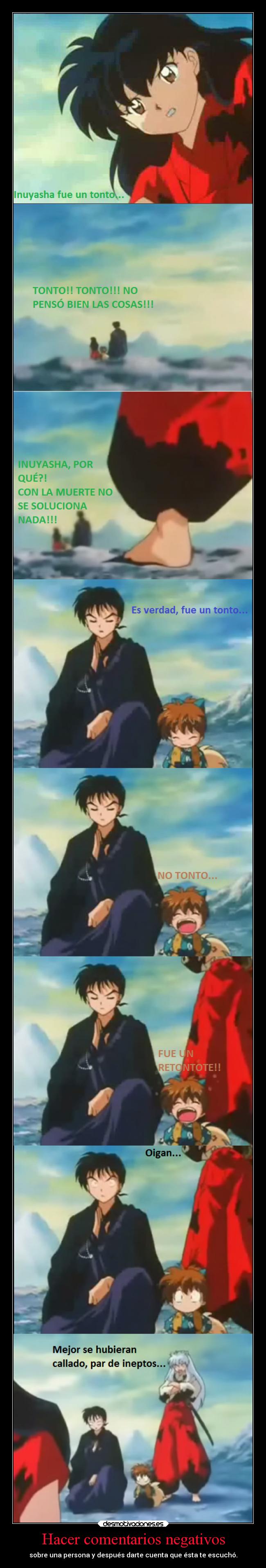 Hacer comentarios negativos -