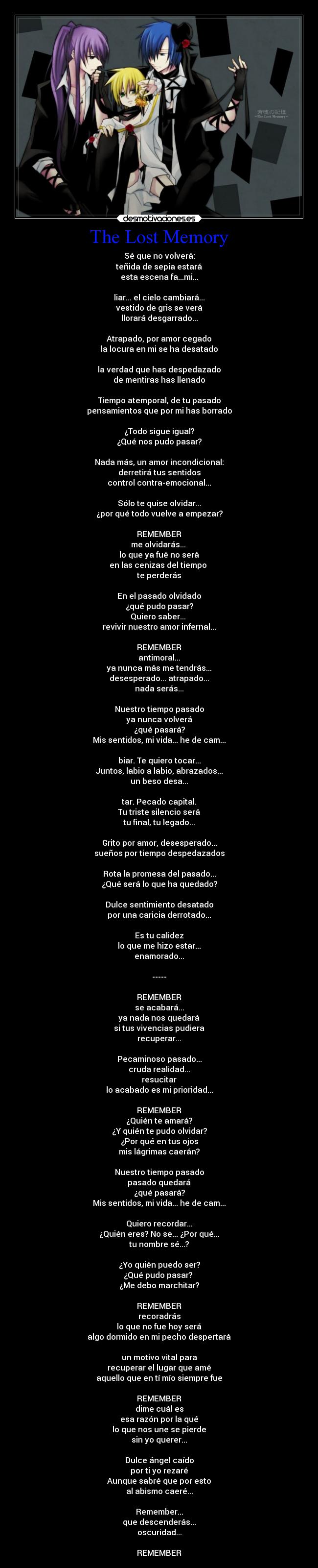 carteles anime kaito gakupo len the lost memory vocaloid desmotivaciones