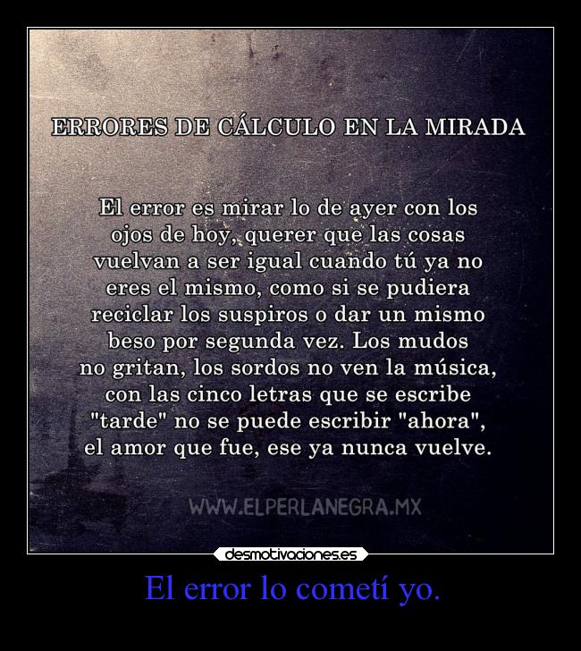 El error lo cometí yo. -