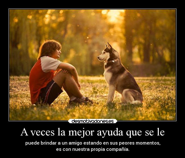A veces la mejor ayuda que se le - puede brindar a un amigo estando en sus peores momentos,
es con nuestra propia compañía.
