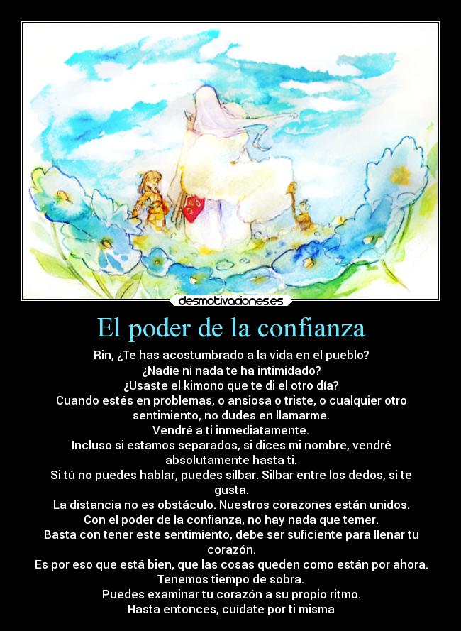 carteles confianza distancia corazon confianza anime inuyasha sesshomaru rin desmotivaciones