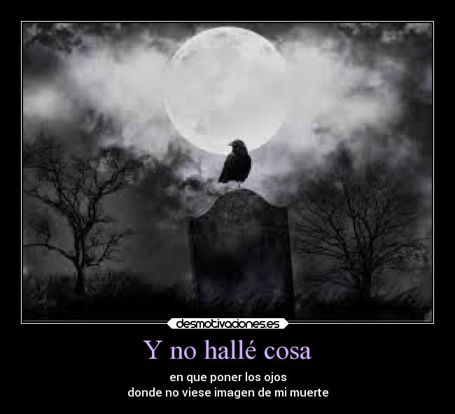 Y no hallé cosa - en que poner los ojos
donde no viese imagen de mi muerte