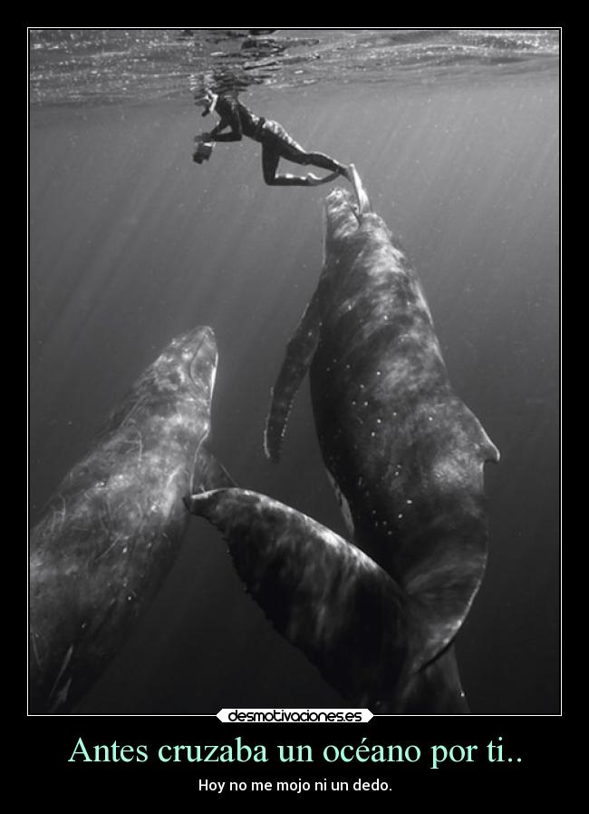 Antes cruzaba un océano por ti.. - Hoy no me mojo ni un dedo.