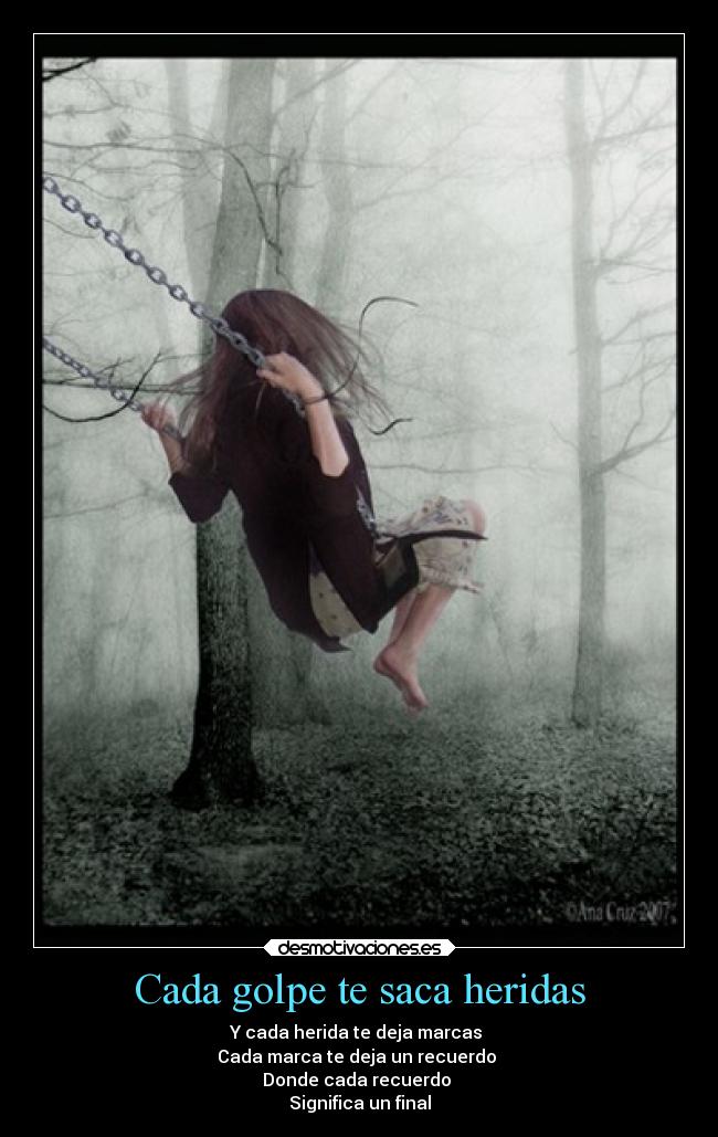 Cada golpe te saca heridas - Y cada herida te deja marcas
Cada marca te deja un recuerdo
Donde cada recuerdo
Significa un final