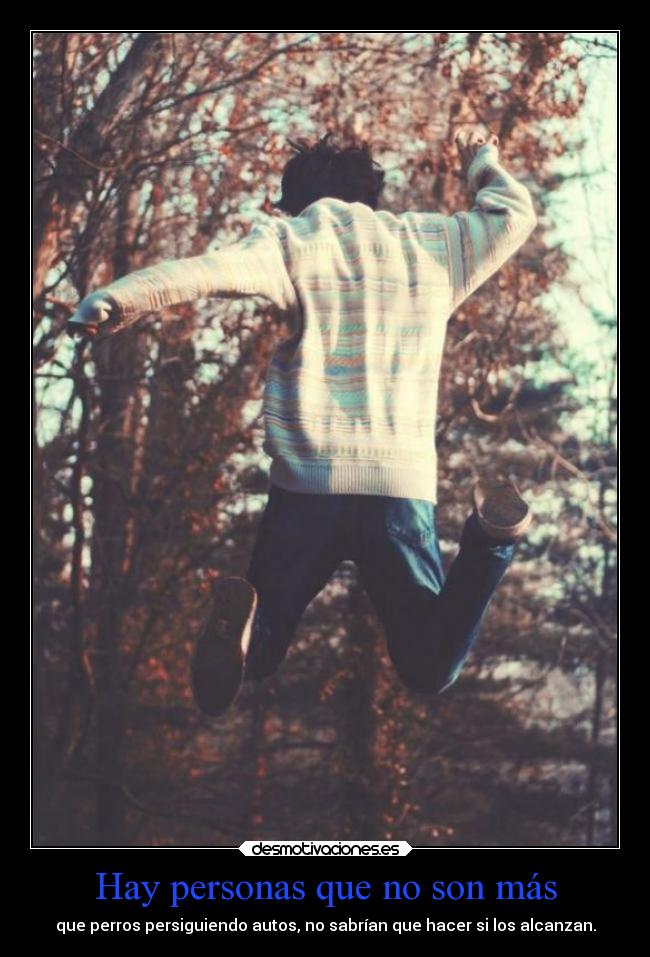Hay personas que no son más - que perros persiguiendo autos, no sabrían que hacer si los alcanzan.