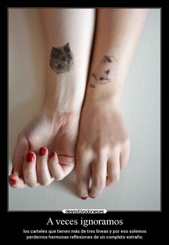 A veces ignoramos - los carteles que tienen más de tres líneas y por eso solemos
perdernos hermosas reflexiones de un completo extraño.