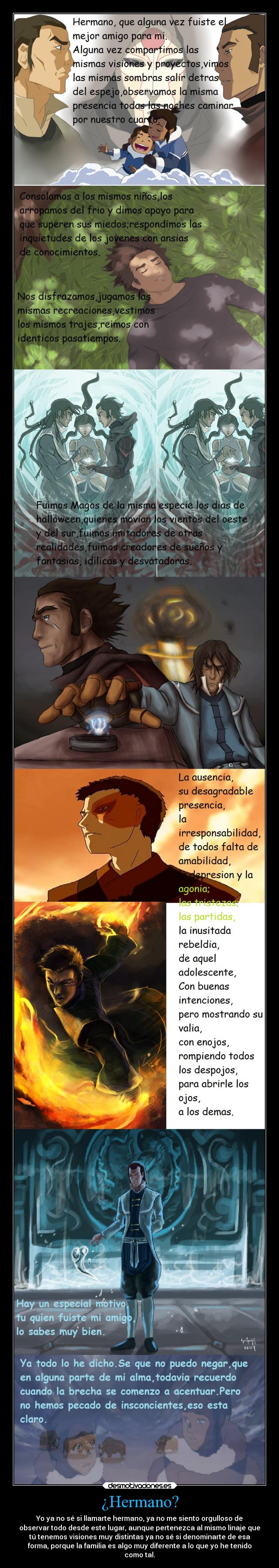 carteles enemigo ayuda ausencia pasado anime familia avatar korra tarrlok amon noatak tribu agua reflexiones desmotivaciones