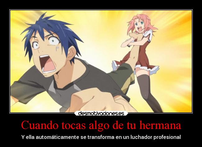 Cuando tocas algo de tu hermana - Y ella automáticamente se transforma en un luchador profesional