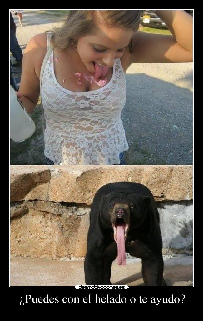 ¿Puedes con el helado o te ayudo? -