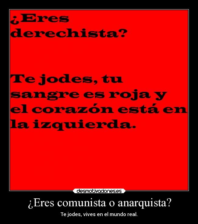 ¿Eres comunista o anarquista? - Te jodes, vives en el mundo real.