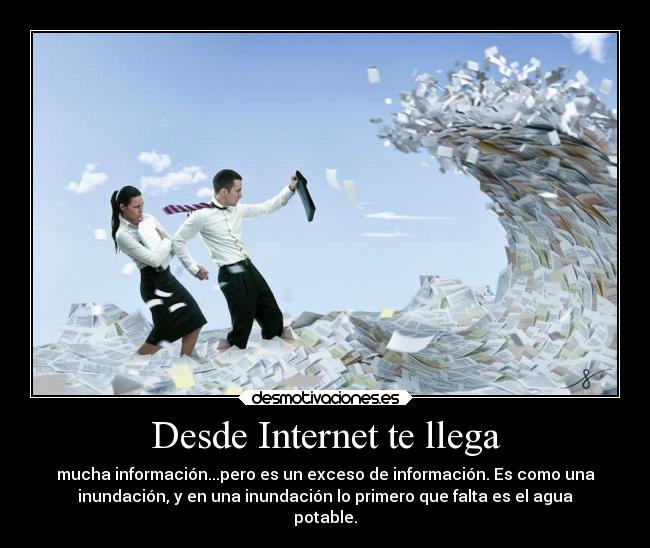 Desde Internet te llega - mucha información...pero es un exceso de información. Es como una
inundación, y en una inundación lo primero que falta es el agua
potable.